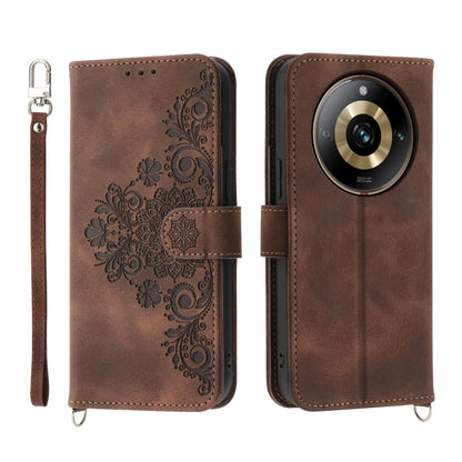 Skin Feel Flowers Embossed Wallet Leather Phone Case, For Realme 11 Pro 5G / 11 Pro+ 5G