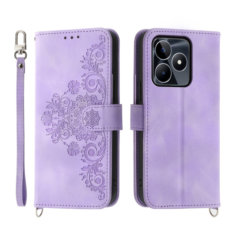 Skin Feel Flowers Embossed Wallet Leather Phone Case, For Realme 16T 5G, For Realme C100 4G, For Realme 16 5G, For Realme C85 5G / Realme 15x 5G, For Realme C85 Pro 4G, For Realme 15 5G / Realme 15 Pro 5G, For Realme 14 / Realme P3 5G, For Realme 14 Pr...