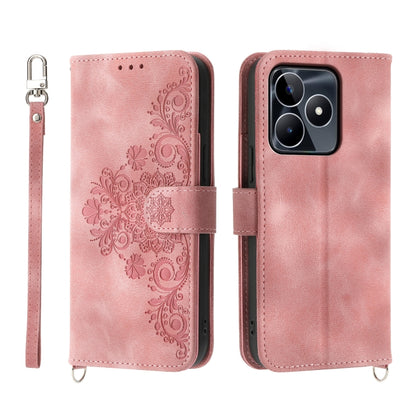 Skin Feel Flowers Embossed Wallet Leather Phone Case, For Realme 16T 5G, For Realme C100 4G, For Realme 16 5G, For Realme C85 5G / Realme 15x 5G, For Realme C85 Pro 4G, For Realme 15 5G / Realme 15 Pro 5G, For Realme 14 / Realme P3 5G, For Realme 14 Pr...