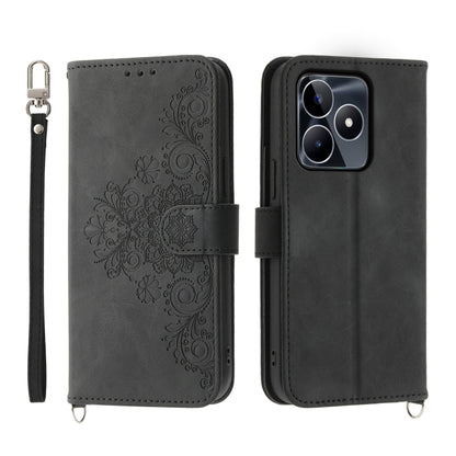 Skin Feel Flowers Embossed Wallet Leather Phone Case, For Realme 16T 5G, For Realme C100 4G, For Realme 16 5G, For Realme C85 5G / Realme 15x 5G, For Realme C85 Pro 4G, For Realme 15 5G / Realme 15 Pro 5G, For Realme 14 / Realme P3 5G, For Realme 14 Pr...