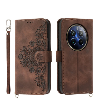 Skin Feel Flowers Embossed Wallet Leather Phone Case, For Realme 16T 5G, For Realme C100 4G, For Realme 16 5G, For Realme C85 5G / Realme 15x 5G, For Realme C85 Pro 4G, For Realme 15 5G / Realme 15 Pro 5G, For Realme 14 / Realme P3 5G, For Realme 14 Pr...
