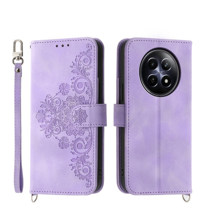 Skin Feel Flowers Embossed Wallet Leather Phone Case, For Realme 16T 5G, For Realme C100 4G, For Realme 16 5G, For Realme C85 5G / Realme 15x 5G, For Realme C85 Pro 4G, For Realme 15 5G / Realme 15 Pro 5G, For Realme 14 / Realme P3 5G, For Realme 14 Pr...