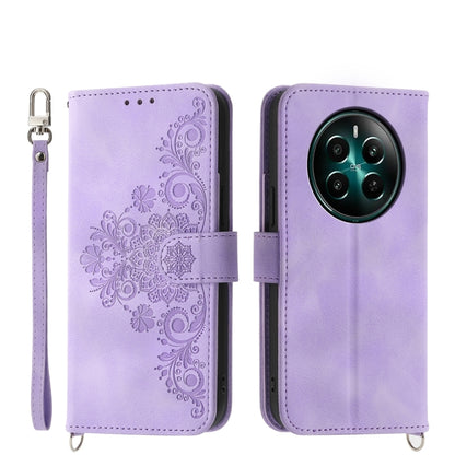 Skin Feel Flowers Embossed Wallet Leather Phone Case, For Realme 16T 5G, For Realme C100 4G, For Realme 16 5G, For Realme C85 5G / Realme 15x 5G, For Realme C85 Pro 4G, For Realme 15 5G / Realme 15 Pro 5G, For Realme 14 / Realme P3 5G, For Realme 14 Pr...