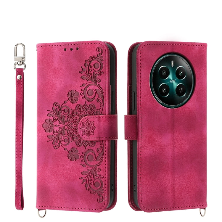 Skin Feel Flowers Embossed Wallet Leather Phone Case, For Realme 16T 5G, For Realme C100 4G, For Realme 16 5G, For Realme C85 5G / Realme 15x 5G, For Realme C85 Pro 4G, For Realme 15 5G / Realme 15 Pro 5G, For Realme 14 / Realme P3 5G, For Realme 14 Pr...