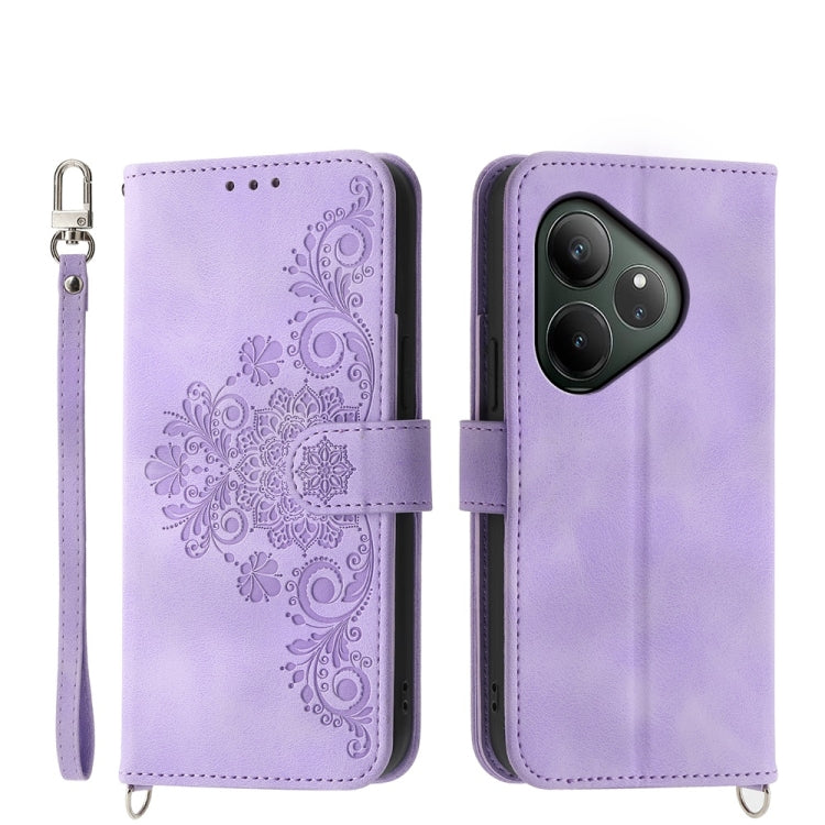 Skin Feel Flowers Embossed Wallet Leather Phone Case, For Realme 16T 5G, For Realme C100 4G, For Realme 16 5G, For Realme C85 5G / Realme 15x 5G, For Realme C85 Pro 4G, For Realme 15 5G / Realme 15 Pro 5G, For Realme 14 / Realme P3 5G, For Realme 14 Pr...