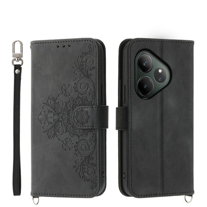 Skin Feel Flowers Embossed Wallet Leather Phone Case, For Realme 16T 5G, For Realme C100 4G, For Realme 16 5G, For Realme C85 5G / Realme 15x 5G, For Realme C85 Pro 4G, For Realme 15 5G / Realme 15 Pro 5G, For Realme 14 / Realme P3 5G, For Realme 14 Pr...