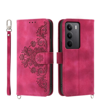 Skin Feel Flowers Embossed Wallet Leather Phone Case, For Realme 16T 5G, For Realme C100 4G, For Realme 16 5G, For Realme C85 5G / Realme 15x 5G, For Realme C85 Pro 4G, For Realme 15 5G / Realme 15 Pro 5G, For Realme 14 / Realme P3 5G, For Realme 14 Pr...