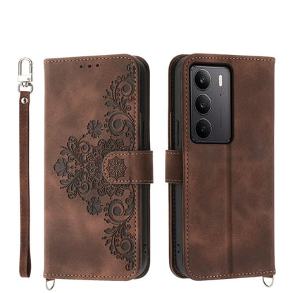 Skin Feel Flowers Embossed Wallet Leather Phone Case, For Realme 16T 5G, For Realme C100 4G, For Realme 16 5G, For Realme C85 5G / Realme 15x 5G, For Realme C85 Pro 4G, For Realme 15 5G / Realme 15 Pro 5G, For Realme 14 / Realme P3 5G, For Realme 14 Pr...