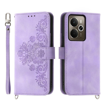 Skin Feel Flowers Embossed Wallet Leather Phone Case, For Realme 16T 5G, For Realme C100 4G, For Realme 16 5G, For Realme C85 5G / Realme 15x 5G, For Realme C85 Pro 4G, For Realme 15 5G / Realme 15 Pro 5G, For Realme 14 / Realme P3 5G, For Realme 14 Pr...