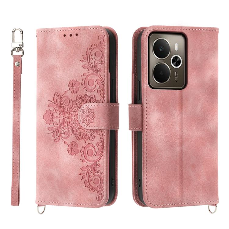 Skin Feel Flowers Embossed Wallet Leather Phone Case, For Realme 16T 5G, For Realme C100 4G, For Realme 16 5G, For Realme C85 5G / Realme 15x 5G, For Realme C85 Pro 4G, For Realme 15 5G / Realme 15 Pro 5G, For Realme 14 / Realme P3 5G, For Realme 14 Pr...