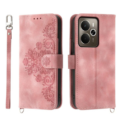 Skin Feel Flowers Embossed Wallet Leather Phone Case, For Realme 16T 5G, For Realme C100 4G, For Realme 16 5G, For Realme C85 5G / Realme 15x 5G, For Realme C85 Pro 4G, For Realme 15 5G / Realme 15 Pro 5G, For Realme 14 / Realme P3 5G, For Realme 14 Pr...