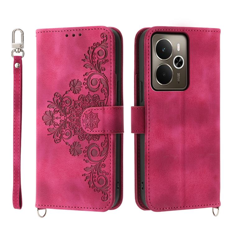 Skin Feel Flowers Embossed Wallet Leather Phone Case, For Realme 16T 5G, For Realme C100 4G, For Realme 16 5G, For Realme C85 5G / Realme 15x 5G, For Realme C85 Pro 4G, For Realme 15 5G / Realme 15 Pro 5G, For Realme 14 / Realme P3 5G, For Realme 14 Pr...