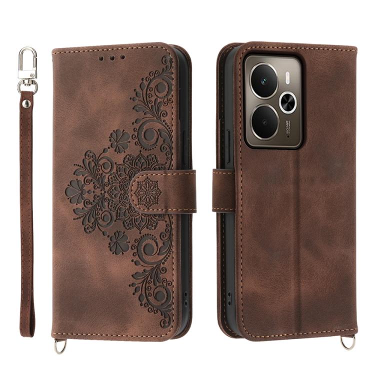 Skin Feel Flowers Embossed Wallet Leather Phone Case, For Realme 16T 5G, For Realme C100 4G, For Realme 16 5G, For Realme C85 5G / Realme 15x 5G, For Realme C85 Pro 4G, For Realme 15 5G / Realme 15 Pro 5G, For Realme 14 / Realme P3 5G, For Realme 14 Pr...