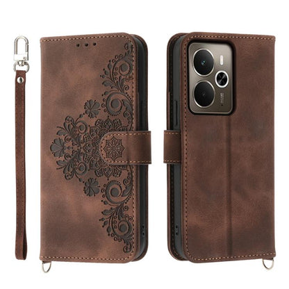 Skin Feel Flowers Embossed Wallet Leather Phone Case, For Realme 16T 5G, For Realme C100 4G, For Realme 16 5G, For Realme C85 5G / Realme 15x 5G, For Realme C85 Pro 4G, For Realme 15 5G / Realme 15 Pro 5G, For Realme 14 / Realme P3 5G, For Realme 14 Pr...