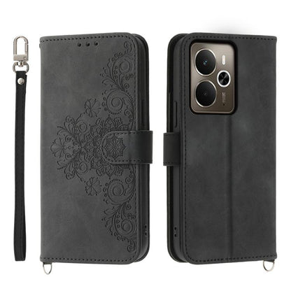 Skin Feel Flowers Embossed Wallet Leather Phone Case, For Realme 16T 5G, For Realme C100 4G, For Realme 16 5G, For Realme C85 5G / Realme 15x 5G, For Realme C85 Pro 4G, For Realme 15 5G / Realme 15 Pro 5G, For Realme 14 / Realme P3 5G, For Realme 14 Pr...