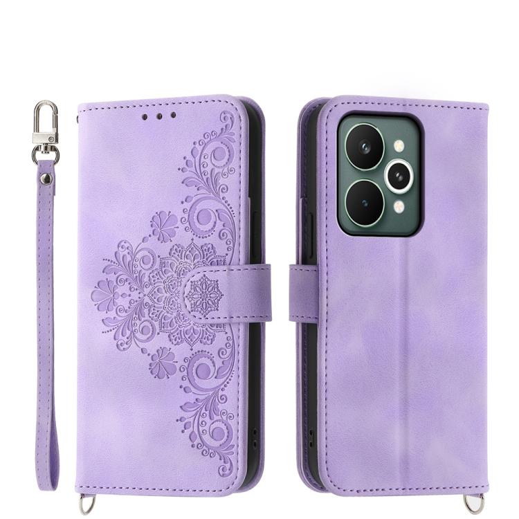Skin Feel Flowers Embossed Wallet Leather Phone Case, For Realme 16T 5G, For Realme C100 4G, For Realme 16 5G, For Realme C85 5G / Realme 15x 5G, For Realme C85 Pro 4G, For Realme 15 5G / Realme 15 Pro 5G, For Realme 14 / Realme P3 5G, For Realme 14 Pr...