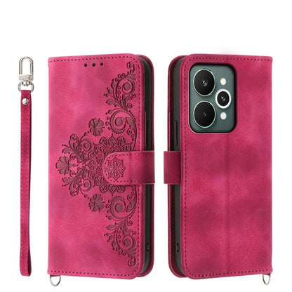 Skin Feel Flowers Embossed Wallet Leather Phone Case, For Realme 16T 5G, For Realme C100 4G, For Realme 16 5G, For Realme C85 5G / Realme 15x 5G, For Realme C85 Pro 4G, For Realme 15 5G / Realme 15 Pro 5G, For Realme 14 / Realme P3 5G, For Realme 14 Pr...