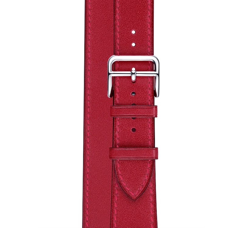Leather Double Loop Replacement Strap Watchband, For Apple Watch Series 7 41mm / 6 & SE & 5 & 4 40mm / 3 & 2 & 1 38mm, For Apple Watch Series 7 45mm / 6 & SE & 5 & 4 44mm / 3 & 2 & 1 42mm