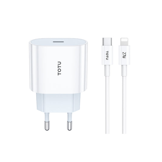 TOTU PD 20W Type-C Port Charger with Type-C to 8 Pin Data Cable Set, EU Plug, UK Plug