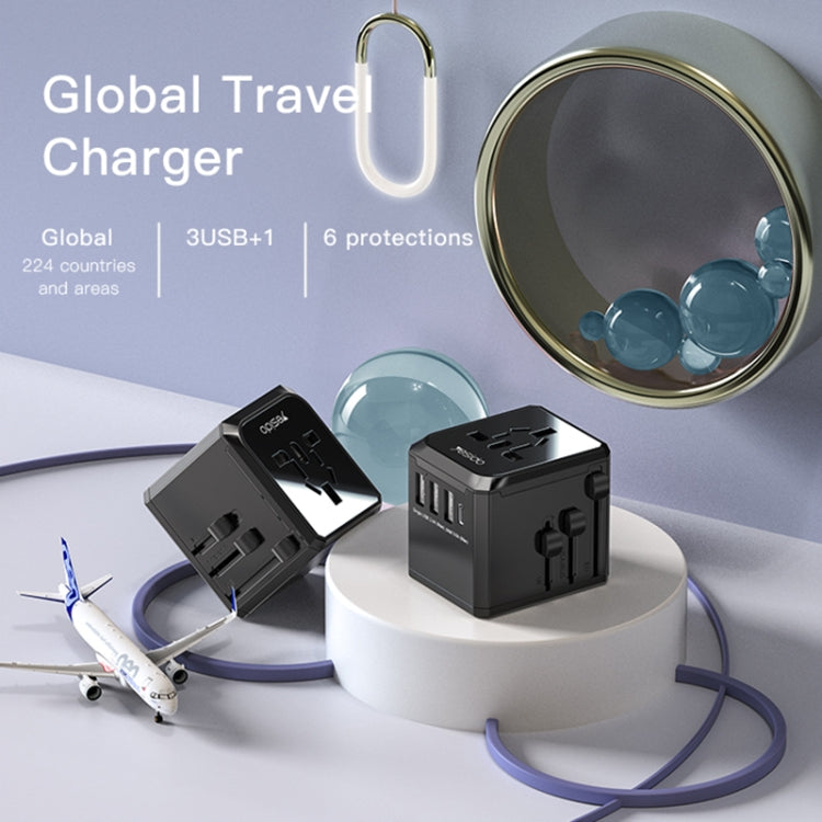 Yesido MC-10 3 USB + Type-C Ports Multi-function Universal Travel Adapter Plug