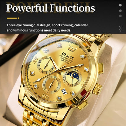 OLEVS 2889 Men Multifunctional Luminous Waterproof Quartz Watch