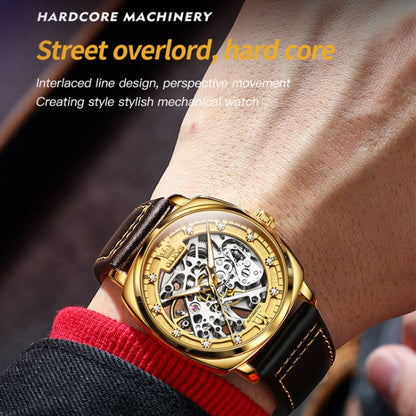 OLEVS 6651 Men Luminous Waterproof Hollow Mechanical Watch