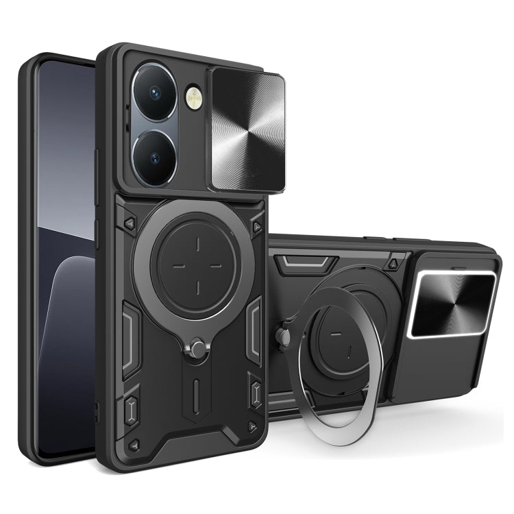 CD Texture Sliding Camshield Magnetic Holder Phone Case, For vivo V30e 5G Global, For vivo Y300 Pro, For vivo iQOO Z9s 5G, For vivo Y28 4G, For vivo Y03 / Y18 / Y18e 4G, For vivo V29e / Y200 5G, For vivo Y36 4G / 5G, For vivo S16 / S16 Pro / V27 5G    ...
