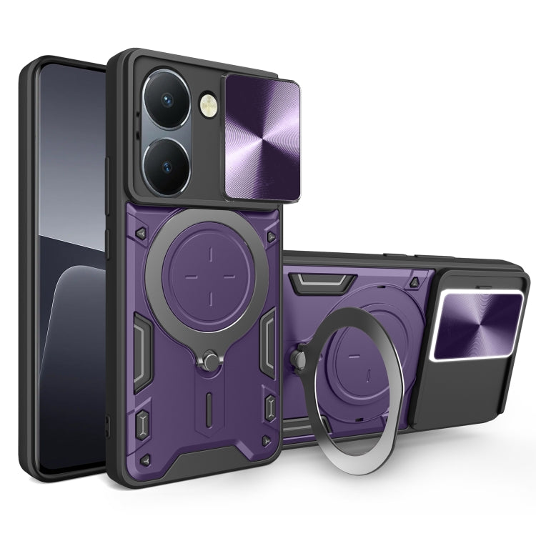 CD Texture Sliding Camshield Magnetic Holder Phone Case, For vivo V30e 5G Global, For vivo Y300 Pro, For vivo iQOO Z9s 5G, For vivo Y28 4G, For vivo Y03 / Y18 / Y18e 4G, For vivo V29e / Y200 5G, For vivo Y36 4G / 5G, For vivo S16 / S16 Pro / V27 5G    ...