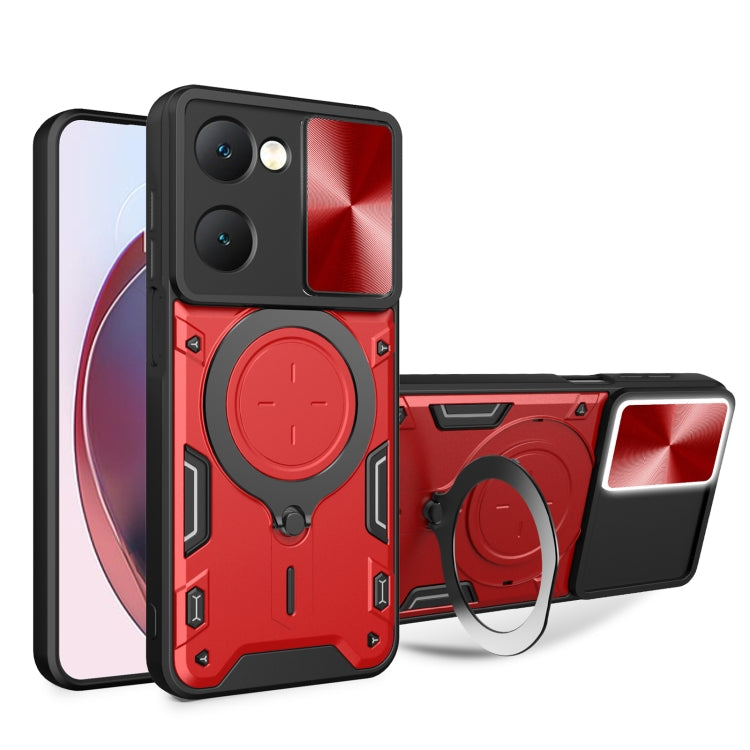 CD Texture Sliding Camshield Magnetic Holder Phone Case, For vivo V30e 5G Global, For vivo Y300 Pro, For vivo iQOO Z9s 5G, For vivo Y28 4G, For vivo Y03 / Y18 / Y18e 4G, For vivo V29e / Y200 5G, For vivo Y36 4G / 5G, For vivo S16 / S16 Pro / V27 5G    ...