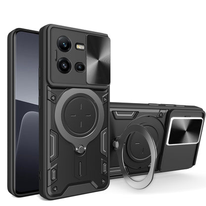 CD Texture Sliding Camshield Magnetic Holder Phone Case