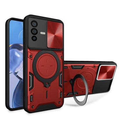 CD Texture Sliding Camshield Magnetic Holder Phone Case