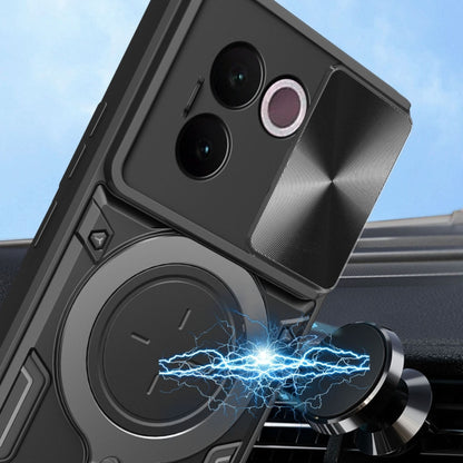 CD Texture Sliding Camshield Magnetic Holder Phone Case, For vivo V30e 5G Global, For vivo Y300 Pro, For vivo iQOO Z9s 5G, For vivo Y28 4G, For vivo Y03 / Y18 / Y18e 4G, For vivo V29e / Y200 5G, For vivo Y36 4G / 5G, For vivo S16 / S16 Pro / V27 5G    ...