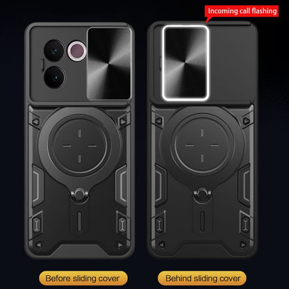CD Texture Sliding Camshield Magnetic Holder Phone Case, For vivo V30e 5G Global, For vivo Y300 Pro, For vivo iQOO Z9s 5G, For vivo Y28 4G, For vivo Y03 / Y18 / Y18e 4G, For vivo V29e / Y200 5G, For vivo Y36 4G / 5G, For vivo S16 / S16 Pro / V27 5G    ...