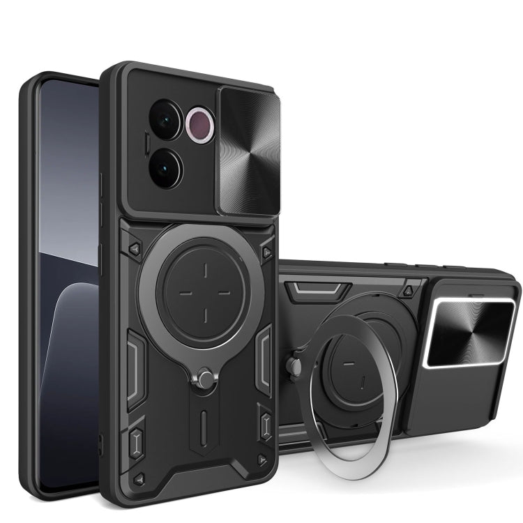 CD Texture Sliding Camshield Magnetic Holder Phone Case, For vivo V30e 5G Global, For vivo Y300 Pro, For vivo iQOO Z9s 5G, For vivo Y28 4G, For vivo Y03 / Y18 / Y18e 4G, For vivo V29e / Y200 5G, For vivo Y36 4G / 5G, For vivo S16 / S16 Pro / V27 5G    ...