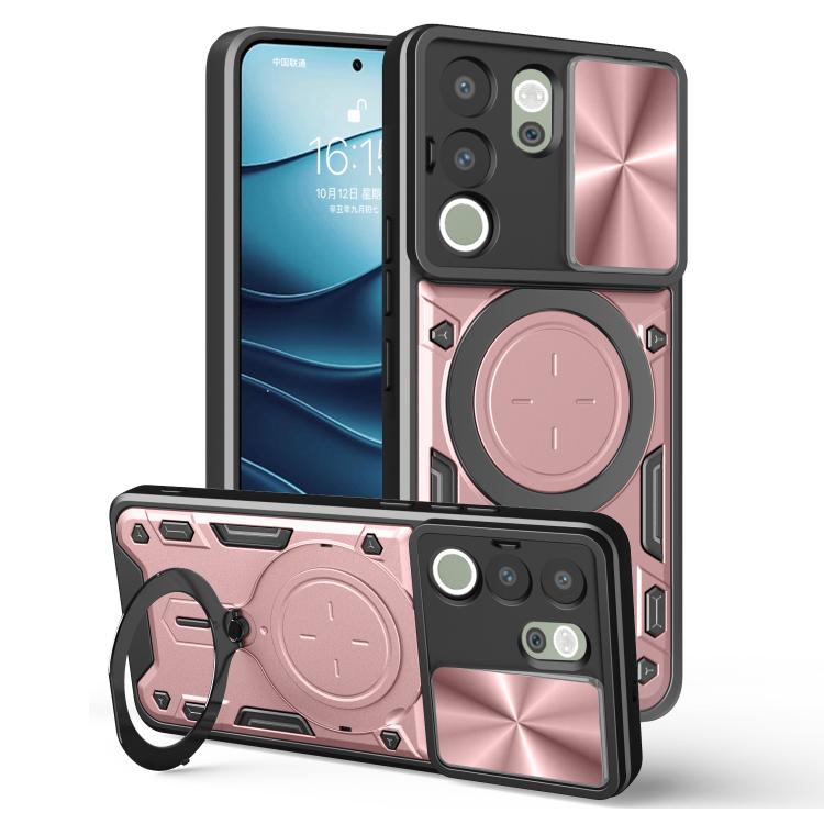 CD Texture Sliding Camshield Magnetic Holder Phone Case