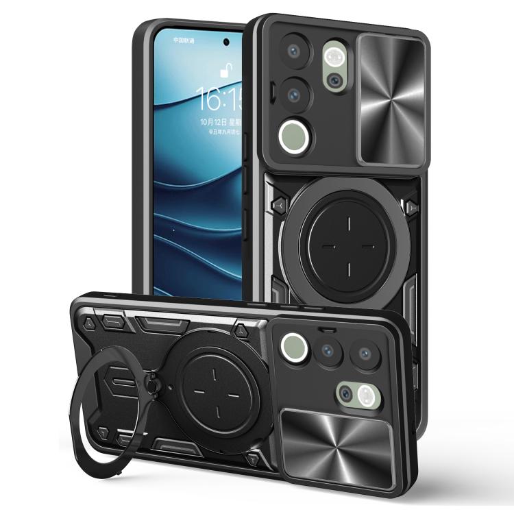 CD Texture Sliding Camshield Magnetic Holder Phone Case, For vivo V30e 5G Global, For vivo Y300 Pro, For vivo iQOO Z9s 5G, For vivo Y28 4G, For vivo Y03 / Y18 / Y18e 4G, For vivo V29e / Y200 5G, For vivo Y36 4G / 5G, For vivo S16 / S16 Pro / V27 5G    ...