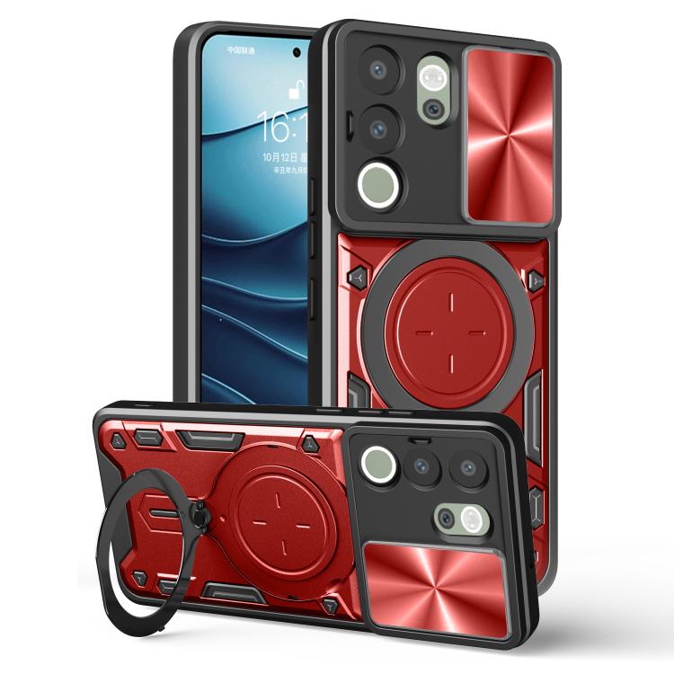 CD Texture Sliding Camshield Magnetic Holder Phone Case