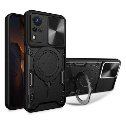 CD Texture Sliding Camshield Magnetic Holder Phone Case