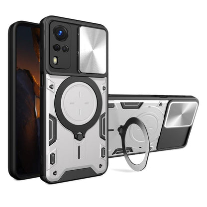 CD Texture Sliding Camshield Magnetic Holder Phone Case