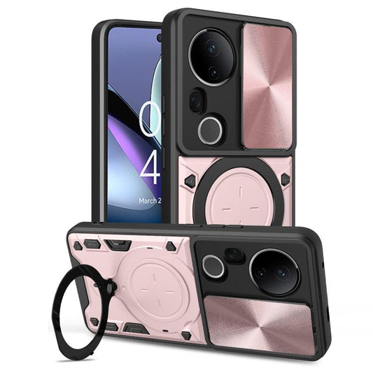 CD Texture Sliding Camshield Magnetic Holder Phone Case