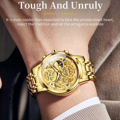 OLEVS 9947 Men Multifunctional Hollow Waterproof Quartz Watch