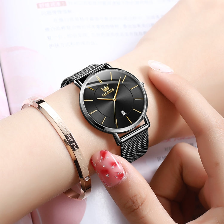 Montre à quartz OLEVS 5869 pour femme, étanche, avec bracelet en acier, style business