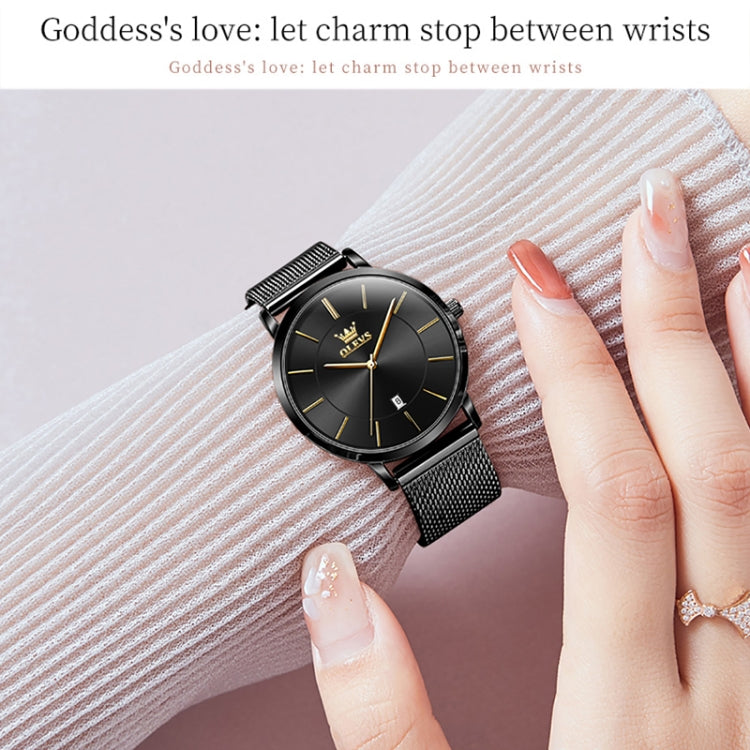 Montre à quartz OLEVS 5869 pour femme, étanche, avec bracelet en acier, style business