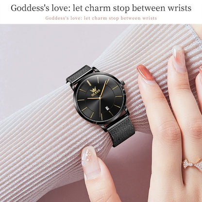 Montre à quartz OLEVS 5869 pour femme, étanche, avec bracelet en acier, style business