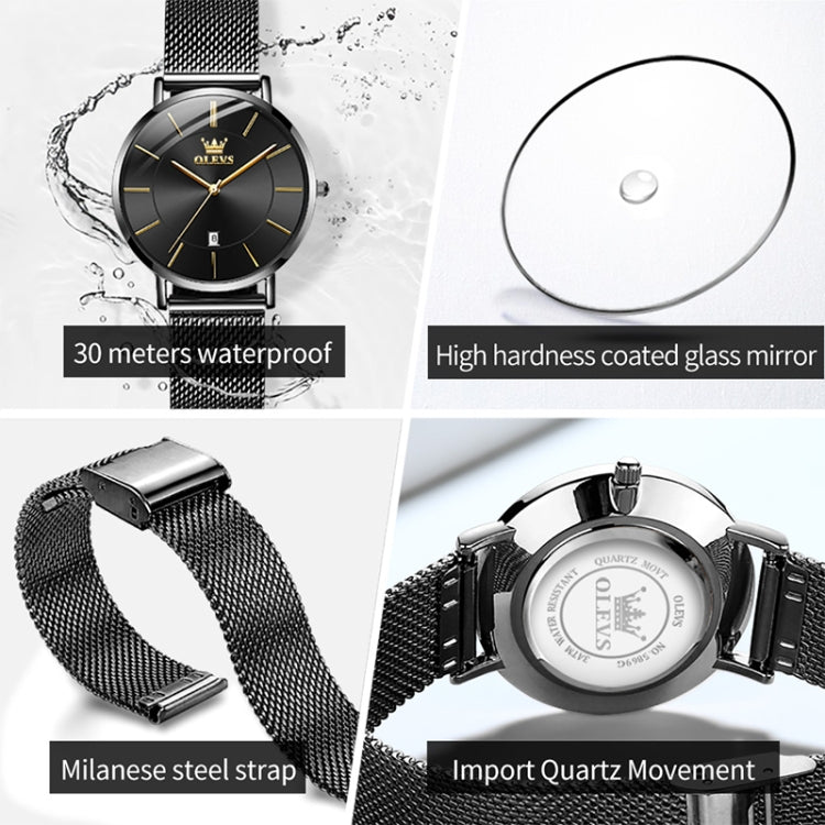 Montre à quartz OLEVS 5869 pour femme, étanche, avec bracelet en acier, style business