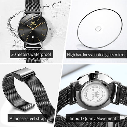 Montre à quartz OLEVS 5869 pour femme, étanche, avec bracelet en acier, style business