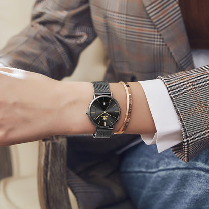 Montre à quartz OLEVS 5869 pour femme, étanche, avec bracelet en acier, style business