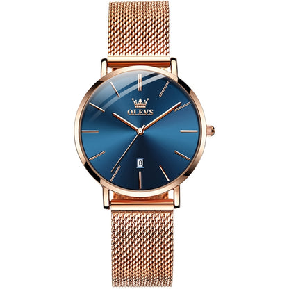 Montre à quartz OLEVS 5869 pour femme, étanche, avec bracelet en acier, style business