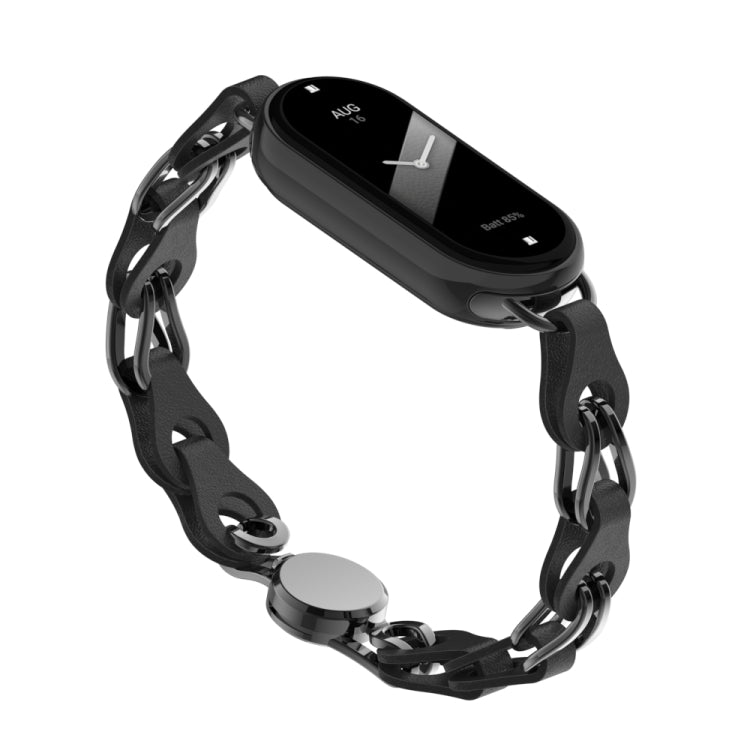 Hollow Leather Chain Magnetic Buckle Watch Band, For Xiaomi Smart Band 11 / 10 / 9 / 8