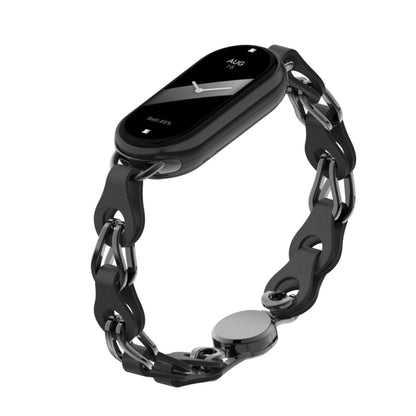 Hollow Leather Chain Magnetic Buckle Watch Band, For Xiaomi Smart Band 11 / 10 / 9 / 8